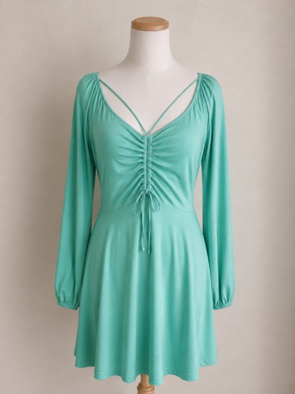 White Birch dress 1X Aqua Ruched Front Long Sleeve Dress Boutique